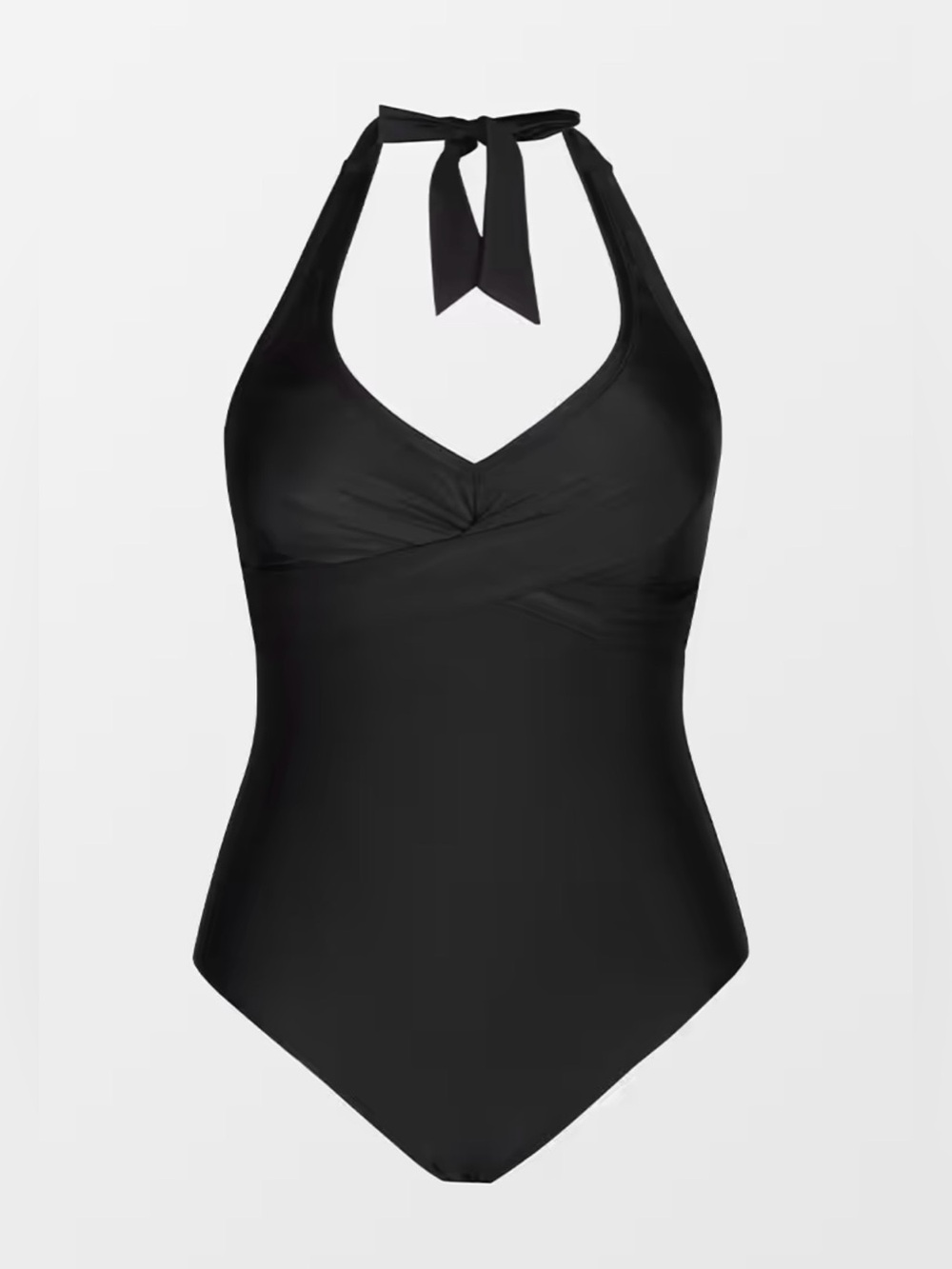 Cupshe Black Halter V-Neck One-Piece Swimsuit
